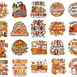 Fall Sublimation Prints, Ready to Press Transfers Bundle , Autumn Quotes for Shirts Mugs and Tumblers