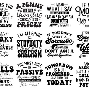 SAR6 Sarcastic Sublimation Transfers Bundle, Funny Ready to Press Sublimation, Funny Mom, Mom Life, Funny Quotes, Sarcasm,  Funny Bundle
