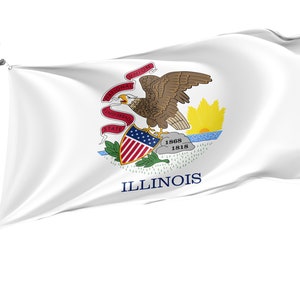 Bandera del Estado de Illinois, Banderas Patrióticas, Impresión De Diseño Único, Bandera de los Estados Unidos, Bandera De Doble Costura, Tamaño - 3x5 Ft / 90x150 cm, Made in EU