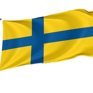 Flag of Ostergotland, Unique Design Print, Double Sided Large Flag, Size 3x5Ft / 90x150cm, Made in EU