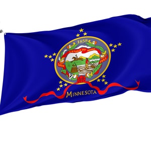 Minnesota 1893 Flag, Unique Design Print, Double Seams, Bright Colours, Reinforced Fabric, Size 3x5Ft / 90x150cm