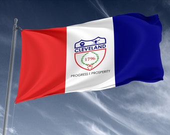 AES 3x5 City Of Cleveland Ohio Flag 3'x5' Banner Brass Grommets Fade Resistant Double Stitched Premium Penant House Banner Grommets P 394547571