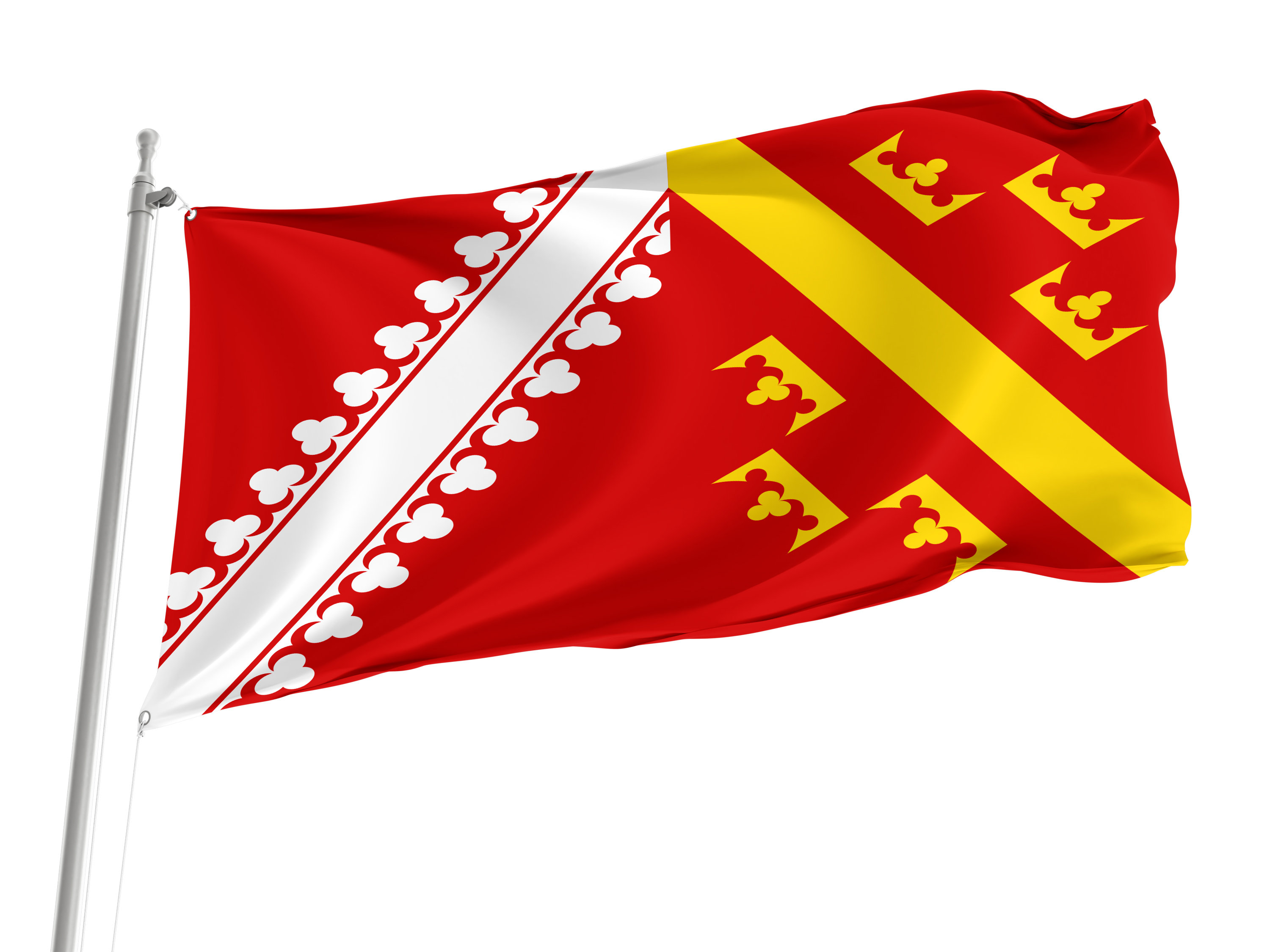Flag of Alsace-lorraine With Brass Grommets, France, Unique Design