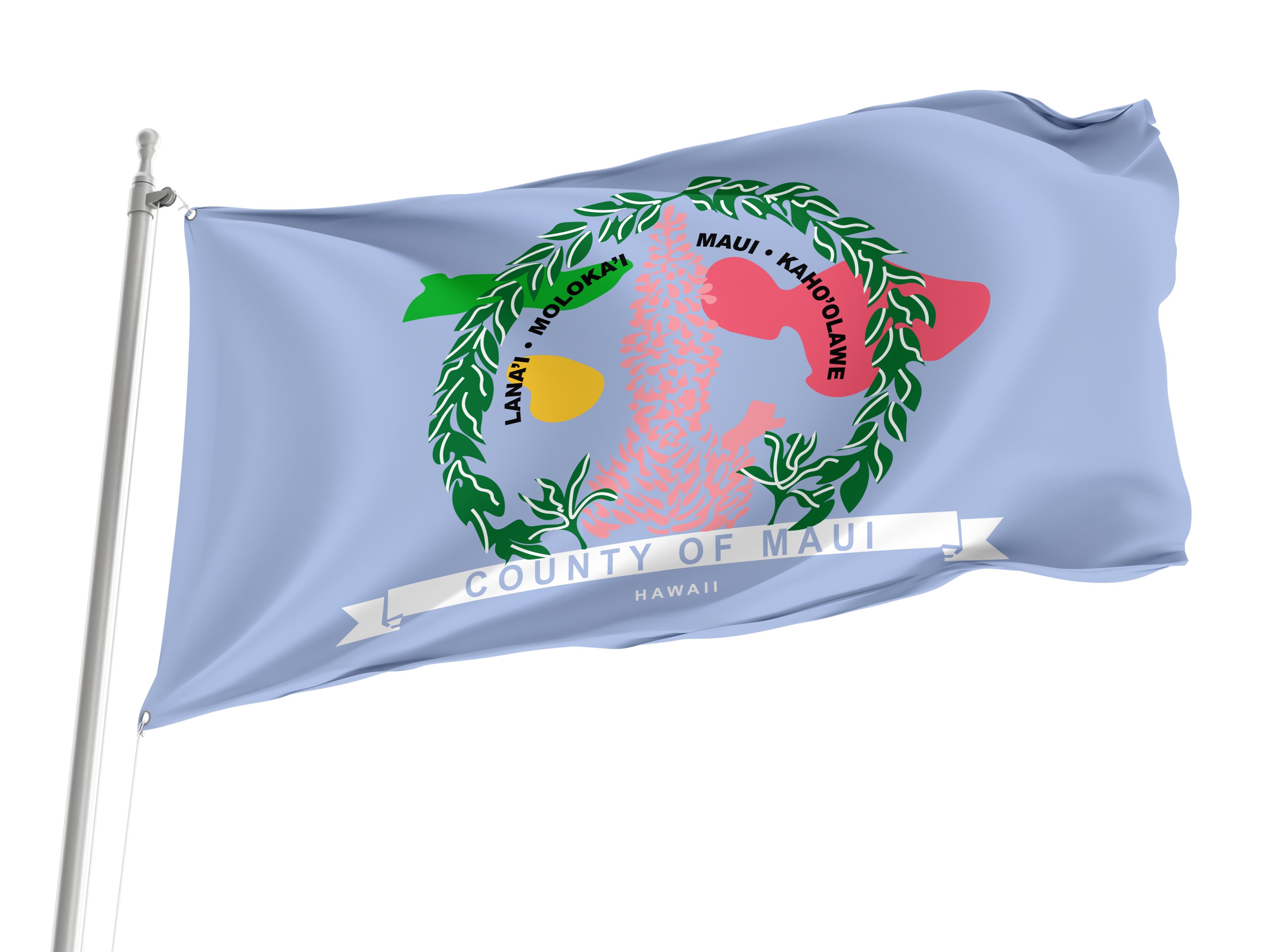 Maui County, Hawaii Flag, Unique Design Print, Double Seams, Bright Colours, Reinforced Fabric, Size - 3x5Ft / 90x150cm, Garden flags