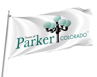 Bandera de Parker, Colorado: Diseño único, colores brillantes (90 x 150 cm)
