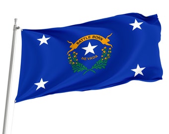 Governor Flag, Nevada with Brass Grommets, Unique Design Print, Double Sided Large Flag, Size 3x5Ft / 90x150cm, Made in EU