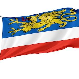 Rostock Flag with Brass Grommets, Unique Design Print, Double Sided Large Flag, Size 3x5Ft / 90x150cm, Made in EU