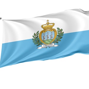 Flag of San Marino, Patriotic Flags, Unique Design Print, Flags for Indoor & Outdoor Use, Size - 3x5 Ft / 90x150 cm, Made in EU