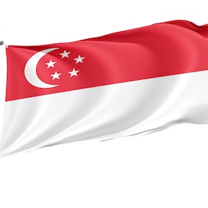 Flag of Singapore, Patriotic Flags, Unique Design Print, Flags for Indoor & Outdoor Use, Size - 3x5 Ft / 90x150 cm, Made in EU