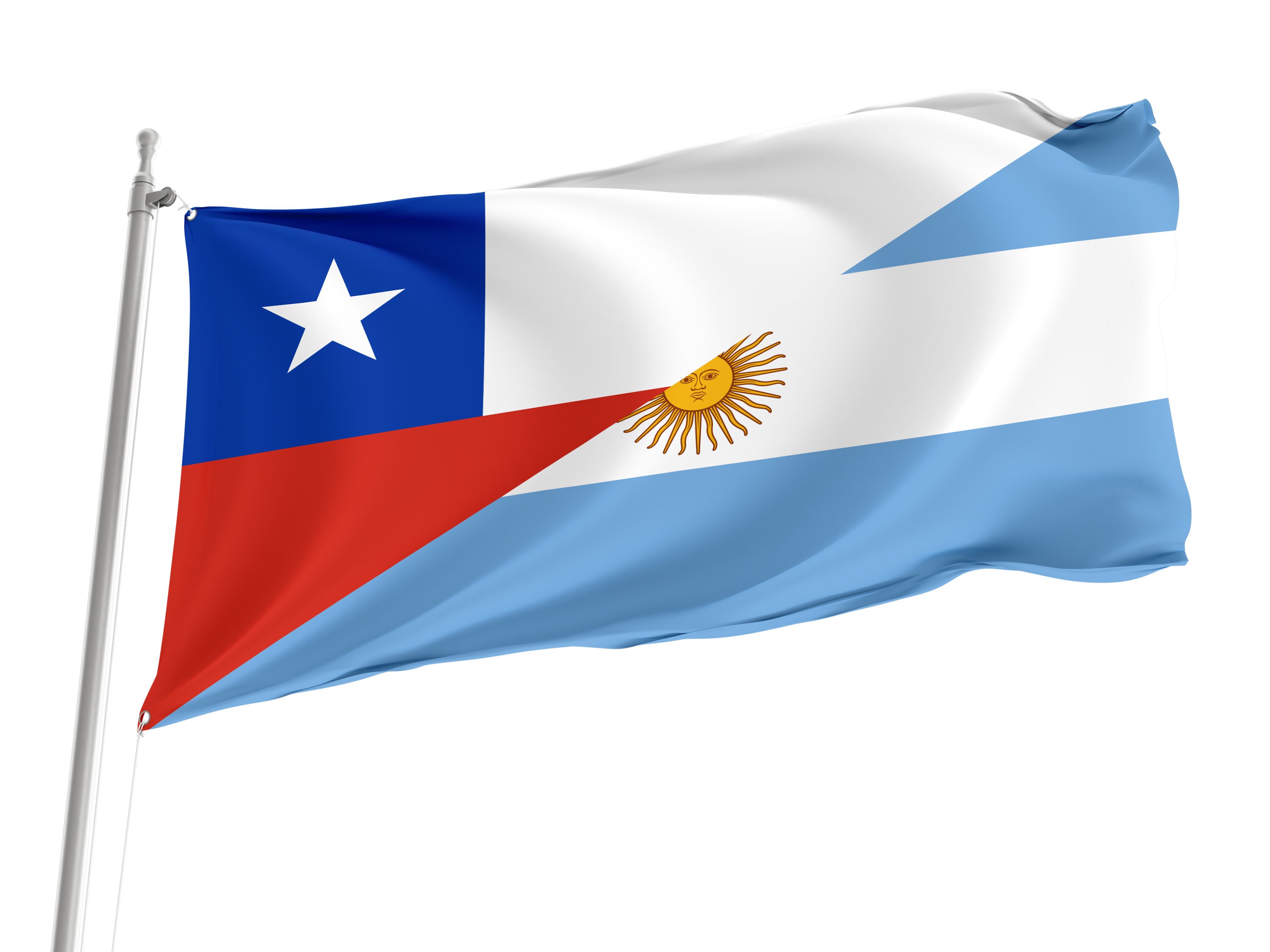 Flag of Argentina and Chile with Brass Grommets, Unique Design Print, Friendship Flag, Double Sided Large Flag, Size 3x5Ft / 90x150cm