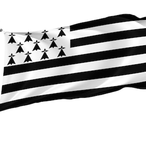 Bandera de Bretaña con ojales de latón, Francia, Impresión de diseño único, Bandera grande de doble cara, Tamaño: 3x5Ft / 90x150cm, Fabricado en la UE