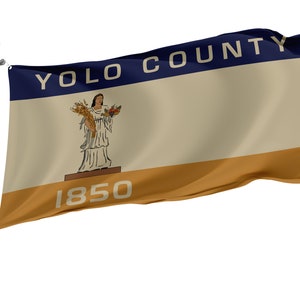 Yolo County, California Flag, Unique Design Print, Double Seams, Bright Colours, Reinforced Fabric, Size 3x5Ft / 90x150cm, Garden flags