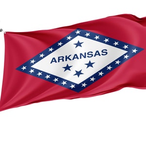 Bandera del Estado de Arkansas, Banderas Patrióticas, Impresión De Diseño Único, Bandera de los Estados Unidos, Bandera De Doble Coser, Tamaño - 3x5 Ft / 90x150 cm, Made in EU