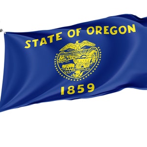 Oregon State Flag, Patriotic Flags, Unique Design Print, USA States Flag, Double Stitched Flag, Size - 3x5 Ft / 90x150 cm, Made in EU