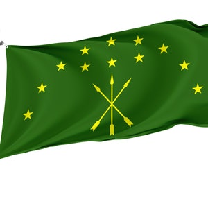 Circassian Flag with Brass Grommets, Unique Design Print, Double Sided Large Flag, Size 3x5Ft / 90x150cm, Made in EU