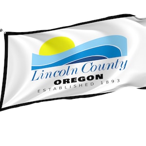 Lincoln County, Oregon Flag, Unique Design Print, Double Seams, Bright Colours, Reinforced Fabric, Size 3x5Ft / 90x150cm, Garden flags