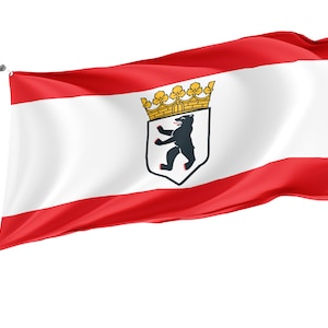 Flag of Berlin, Patriotic Flags, Unique Design Print, Flags for Indoor & Outdoor Use, Size - 3x5 Ft / 90x150 cm, Made in EU