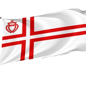 Flag Vendéen Croix scandinave, Unique Design Print, Double Sided Large Flag, Size 3x5Ft / 90x150cm, Made in EU