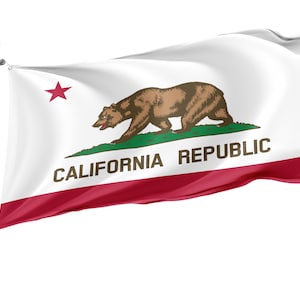 Bandera del Estado de California, Banderas Patrióticas, Impresión De Diseño Único, Bandera de los Estados Unidos, Bandera De Doble Coser, Tamaño - 3x5 Ft / 90x150 cm, Made in EU