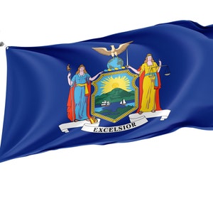 New York State Flag, Patriotic Flags, Unique Design Print, USA States Flag, Double Stitched Flag, Size - 3x5 Ft / 90x150 cm, Made in EU