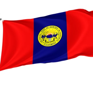 Downey, California Flag, Unique Design Print, Double Seams, Bright Colours, Reinforced Fabric, Size 3x5Ft / 90x150cm, Garden flags