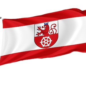 Ratingen Flag with Brass Grommets, Unique Design Print, Double Sided Large Flag, Size 3x5Ft / 90x150cm, Made in EU