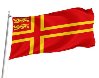 Flag of Normandy with Olaf and leopards with Brass Grommets, Unique Design Print, Double Sided Large Flag, Size 3x5Ft / 90x150cm, Made in EU