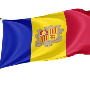 Flagge Andorras, Patriotische Flaggen, Einzigartiges Design Print, Flaggen für Den Innen- und Außenbereich, Größe - 3x5 Ft / 90x150 cm, Made in EU