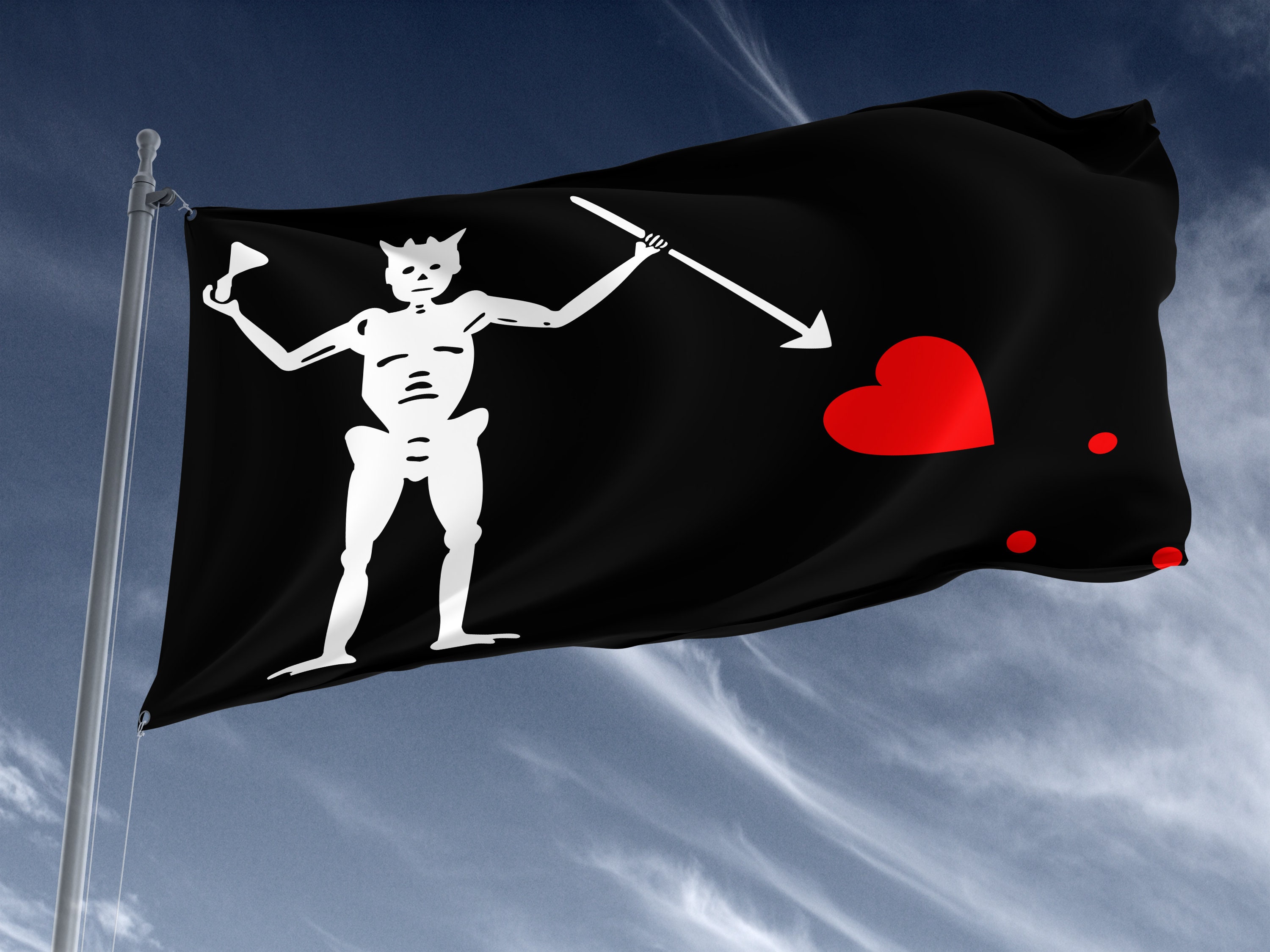 Bandiera Pirata 3x5 Piedi No Quarter No Mercy - Teschio Nero, 100% Poliestere, Con Grommetti, Nuova Con Etichette Bandiera Decorazione Pirati - Foto 4