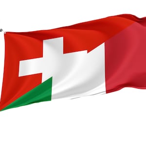 Flag of Switzerland and Italy with Brass Grommets, Unique Design Print, Friendship Flag, Double Sided Large Flag, Size 3x5Ft / 90x150cm