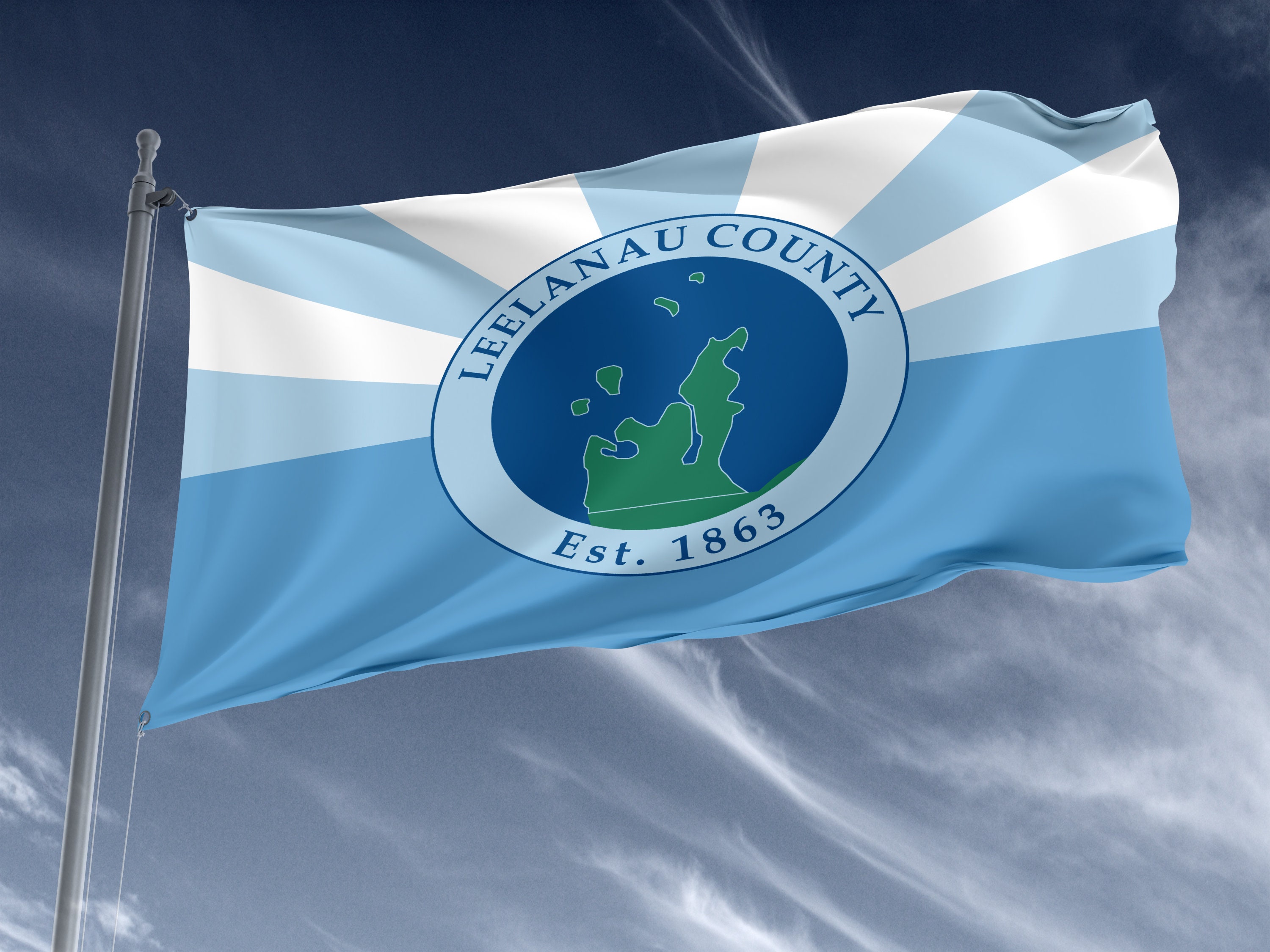 Flagge Leelanau County Michigan – 90x150 Cm, Made In Germany, Wetterfest & UV-beständig Mit Metallösen