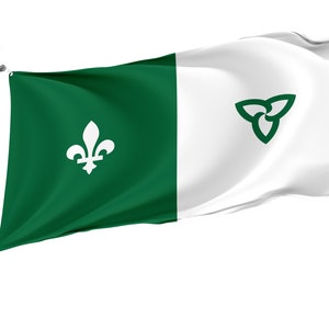 Franco-Ontarian Flag, Unique Design Print, Double Sided Large Flag, Size 3x5Ft / 90x150cm, Made in EU