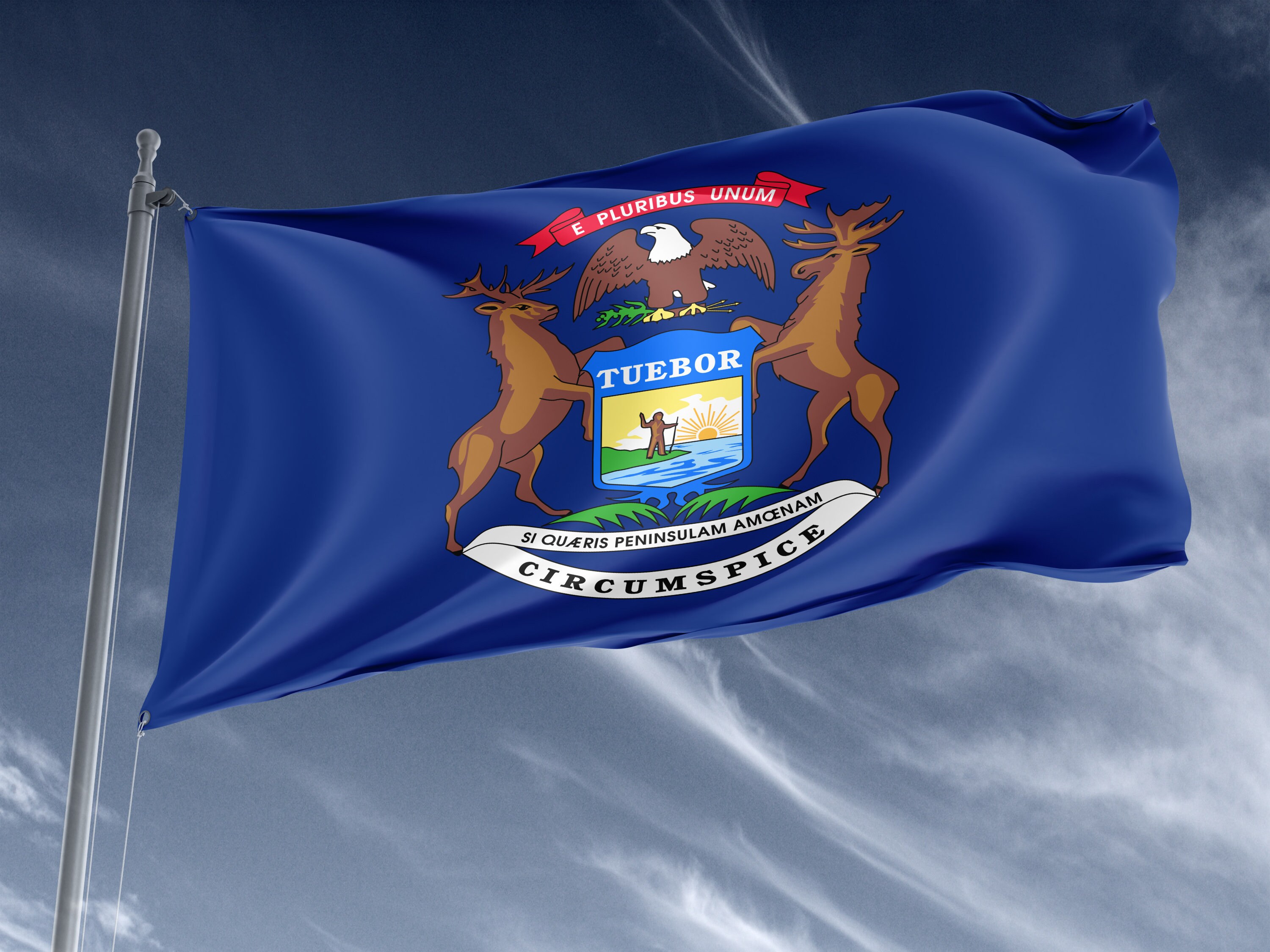 3x5 Feet Michigan State Flag - Heavyweight Nylon, UV Resistant, Brass Grommets, Made In USA
