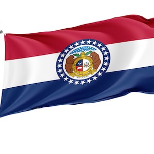 Missouri State Flag, Patriotic Flags, Unique Design Print, USA States Flag, Double Stitched Flag, Size - 3x5 Ft / 90x150 cm, Made in EU