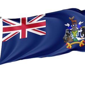 Bandiera della Georgia del Sud e delle Isole Sandwich del Sud, Stampa dal design unico, Contea britannica, Dimensioni - 3x5Ft / 90x150cm