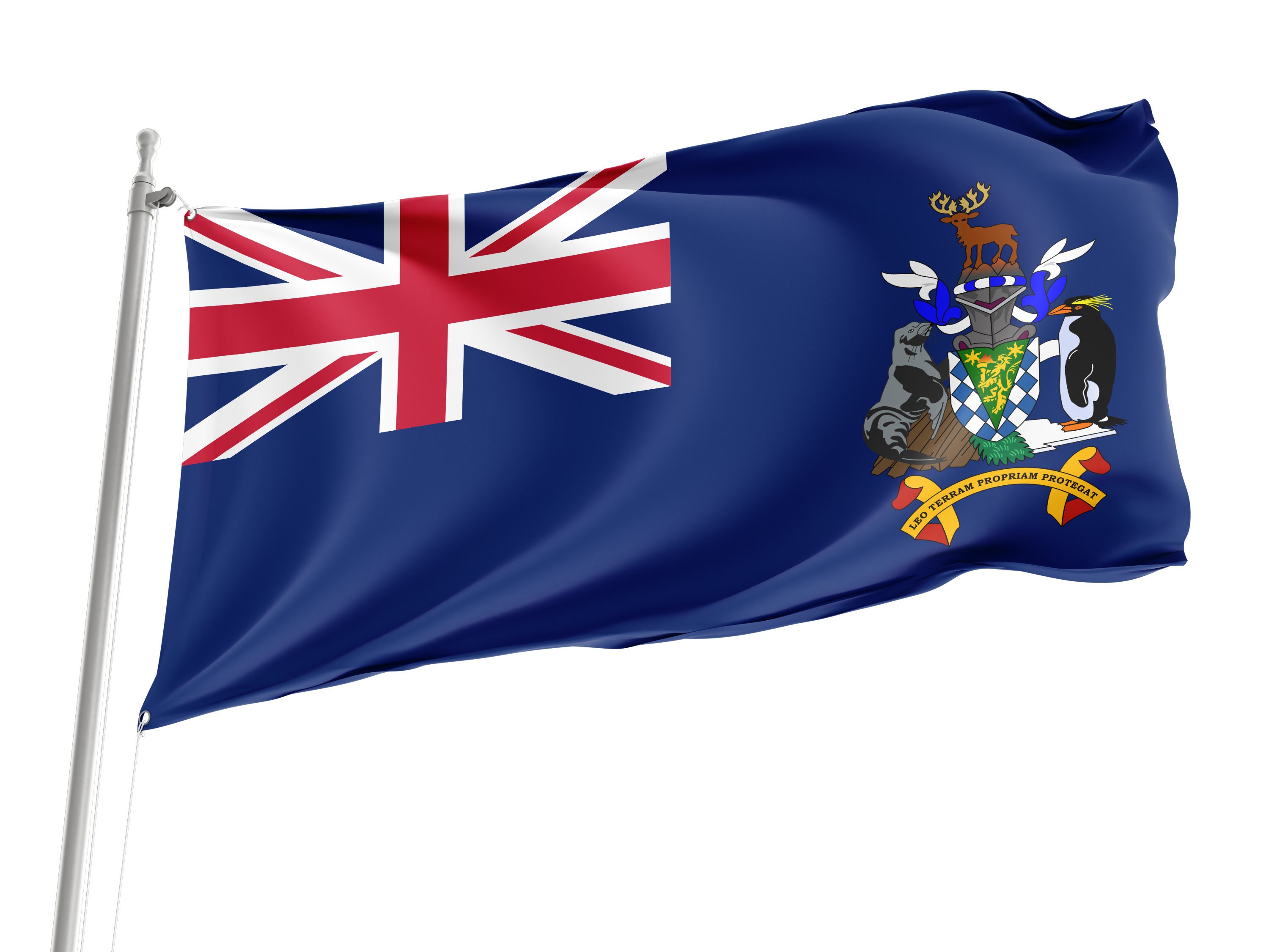 Flag of South Georgia and the South Sandwich Islands, Unique Design Print,British County, Size - 3x5Ft / 90x150cm