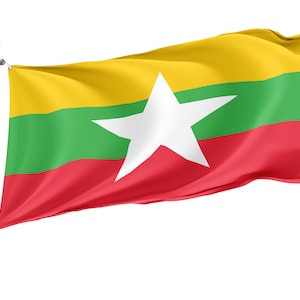 Flag of Myanmar, Patriotic Flags, Unique Design Print, Flags for Indoor & Outdoor Use, Size - 3x5 Ft / 90x150 cm, Made in EU