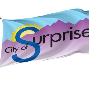 Surprise, Arizona 2001-2014 Flag, Unique Design Print, Double Seams, Bright Colours, Reinforced Fabric, Size 3x5Ft / 90x150cm, Garden flags