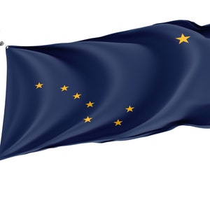 Alaska State Flag, Patriotic Flags, Unique Design Print, USA States Flag, Double stitching fly ends, Size - 3x5 Ft / 90x150 cm, Made in EU