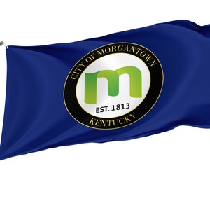 Morgantown, Kentucky Flag, Unique Design Print, Double Seams, Bright Colours, Reinforced Fabric, Size 3x5Ft / 90x150cm, Garden flags