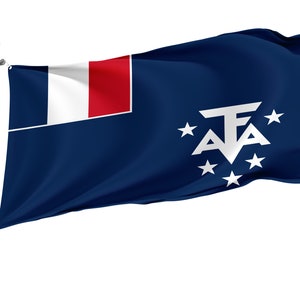 Flag French Southern and Antarctic Lands with Brass Grommets, Unique Design Print, Double Sided Large Flag, Size 3x5Ft / 90x150cm Made in EU