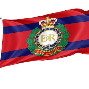 Bandiera del Royal Engineers Corps, Stampa dal design unico, Bandiere per uso interno ed esterno, Contea britannica, Dimensioni - 3x5Ft / 90x150cm, Made in EU