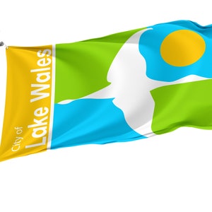 Lake Wales Florida Flagge: Einzigartiges Design, leuchtende Farben (100 x 150 cm)
