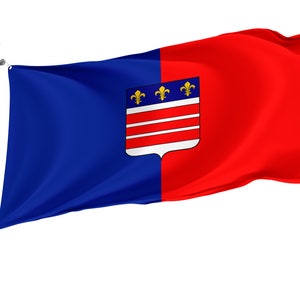 Flag Beziers with Brass Grommets, France, Unique Design Print, Double Sided Large Flag, Size - 3x5Ft / 90x150cm, Made in EU