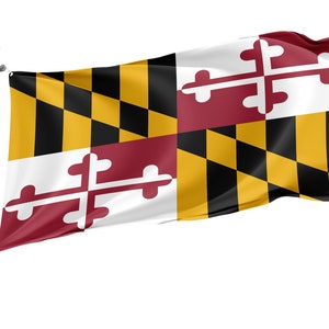 Maryland State Flag, Patriotic Flags, Unique Design Print, USA States Flag, Double Stitched Flag, Size - 3x5 Ft / 90x150 cm, Made in EU