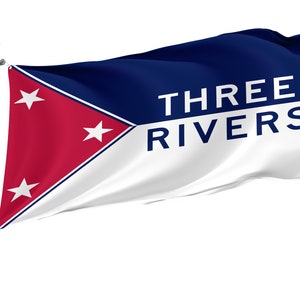 Three Rivers Michigan Flag: Unique Design, Bright Colors (3x5 Ft / 90x150cm)