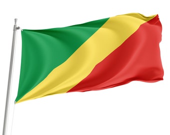 Flag of Republic of the Congo, Patriotic Flags, Unique Design Print, Flags for Indoor & Outdoor Use, Size - 3x5 Ft / 90x150 cm, Made in EU