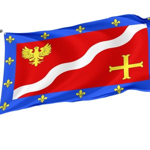 Flag FR Département Val-d&#39;Oise with Brass Grommets, France, Unique Design Print, Double Sided Large Flag, Size 3x5Ft / 90x150cm, Made in EU