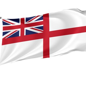 Bandiera Naval Ensign White Ensign, Stampa dal design unico, Bandiera grande a doppia faccia, Dimensioni 3x5Ft / 90x150cm, Made in EU