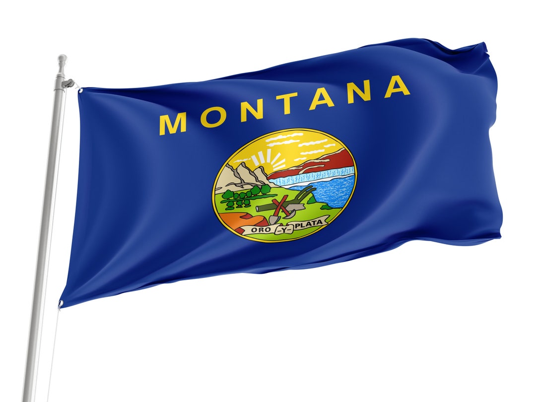 Montana State Flag, Patriotic Flags, Unique Design Print, USA States Flag, Double Stitched Flag ...